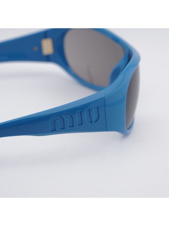 Miu Miu MU B14SU 26N8 0Q Sunglasses Blue Shield Frame, Grey Lenses main image 5